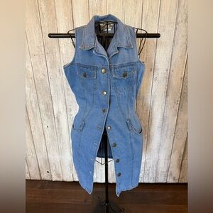 Tickets Clothing Sleeveless Blue Denim Button-Front Women’s Jean Dress